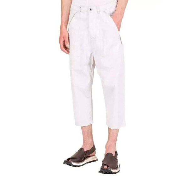 Rick Owens DRKSHDW Cargo Collapse Cropped Cut Pant 36 L Mens White SS 20 NWT - Picture 1 of 11